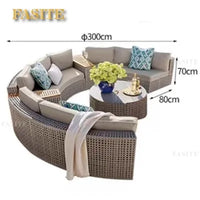 Nordic outdoor sofa coffee table combination simple courtyard waterproof sunscreen circular arc furniture