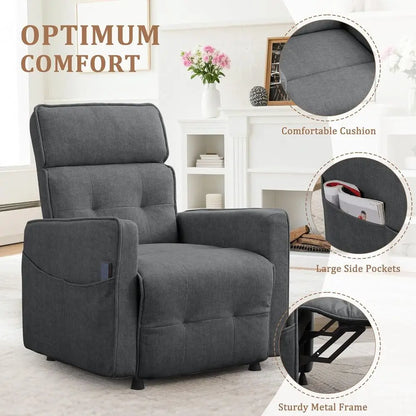 Luxury Adult Electric Recliners for Comfortable Living Spaces, Cashmere Upholstered Recliner with Easy One-Touch Recline and Sid