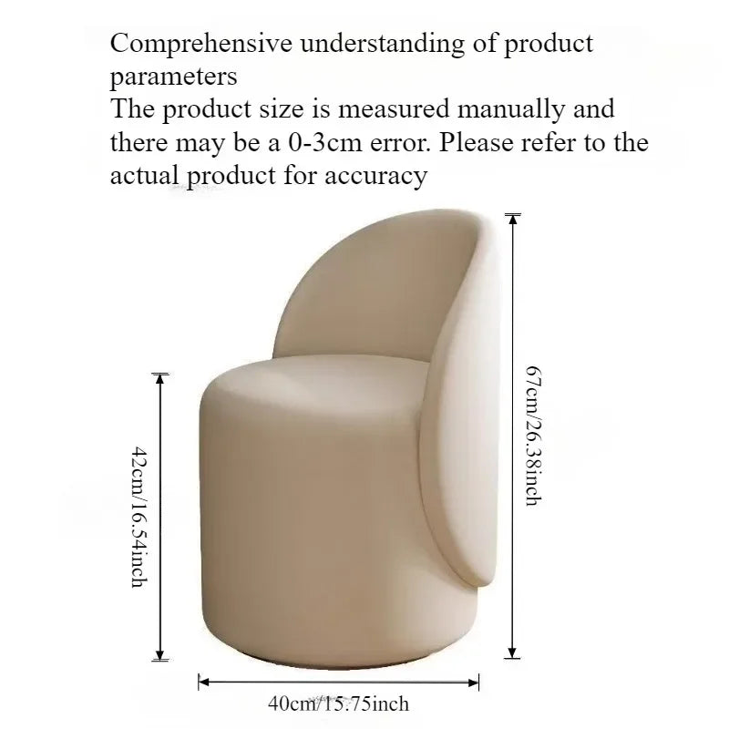 Light luxury Nordic makeup chair bedroom dresser fairy stool high backrest Internet celebrity simple home manicure round stool