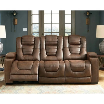 Brown Car Owner's Box with Adjustable Headrest, Artificial Leather Electric Lounge Chair