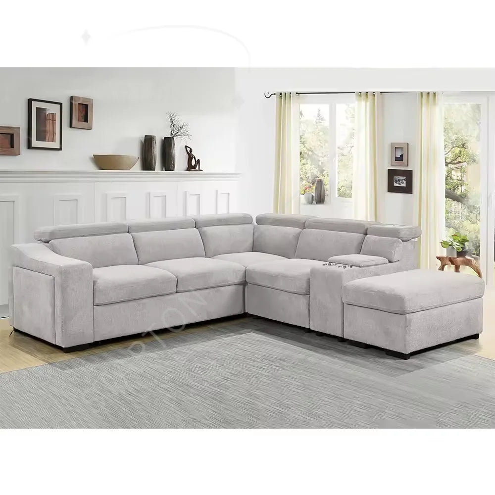 Sofa Furniture Fast Charger Cup Holder Functional Set Has Pull Out Bed and Storage Living Room Sofa