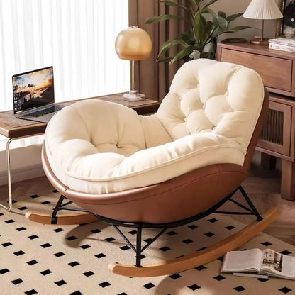 Elegant Nordic Rocking Chair for Living Room Single Penguin Chair Cozy Lazy Sofa Stylish Lounge Chair for Balcony and Patio