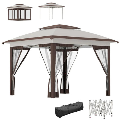 12x12 Pop Up Canopy Tent with Netting Carry Bag Instant Sun Shelter 137sqft Shade Height Adjustable Outdoor Garden Patio Custom