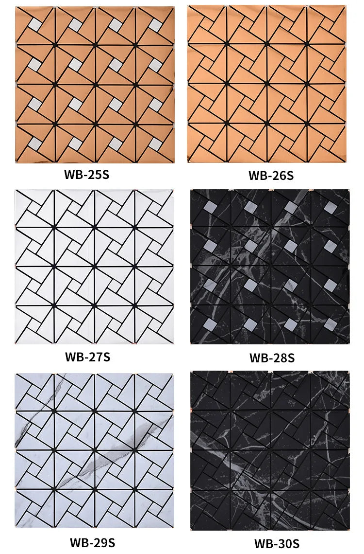 Self-adhesive Metal Mosaic Tiles Aluminum Composite Backsplash Gold Windmill Mosaic Glass Self-adhesive Kitchen Wall Decoration.