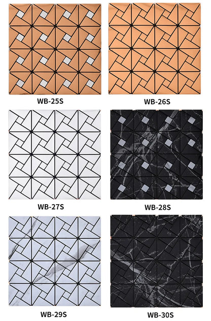 Self-adhesive Metal Mosaic Tiles Aluminum Composite Backsplash Gold Windmill Mosaic Glass Self-adhesive Kitchen Wall Decoration.