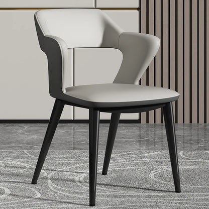 Simple Dining Chair Household Leather Backrest Wrought Iron Armrest Casual Restaurant Chair Hotel Seat Living Room Furniture