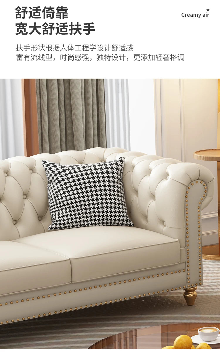 Designer Genuine Leather Sofas Fancy Living Room Lounge Floor Sofa Loveseat Modern Canape Salon De Luxe Apartment Furniture