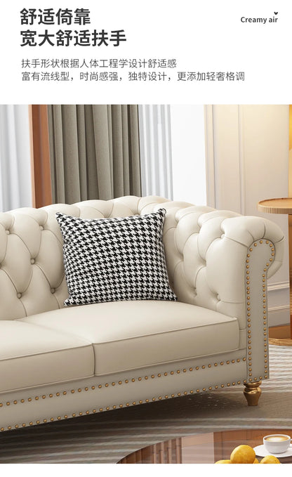 Designer Genuine Leather Sofas Fancy Living Room Lounge Floor Sofa Loveseat Modern Canape Salon De Luxe Apartment Furniture