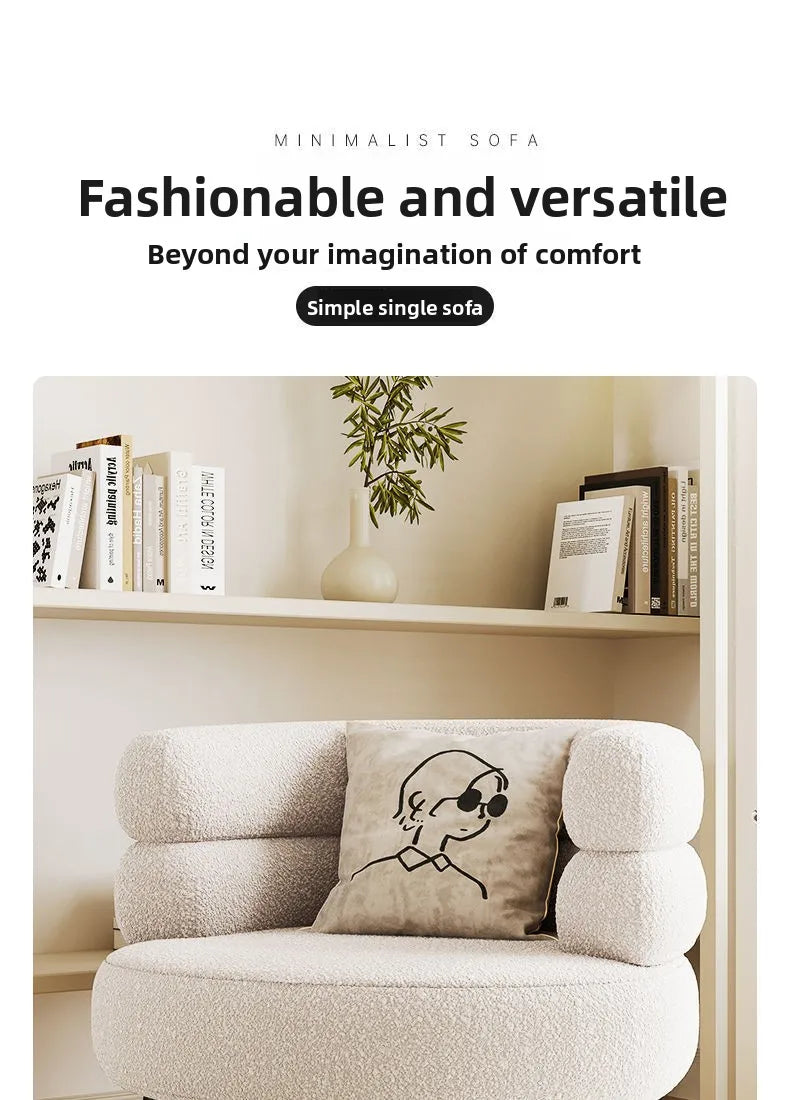 Bohemian Fluffy Accent Chair Modern Lamb Wool Lounge Chaise Plush Single Sofa for Small Space  Luxury Vanity Stool for Bedroom