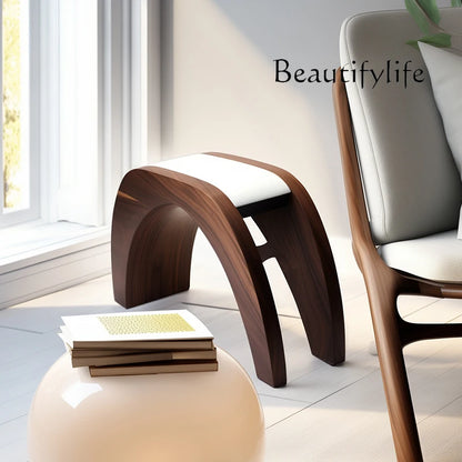 Nordic creative small stool high-end home stool strong and durable solid wood fashion shoe change solid wood seat stool