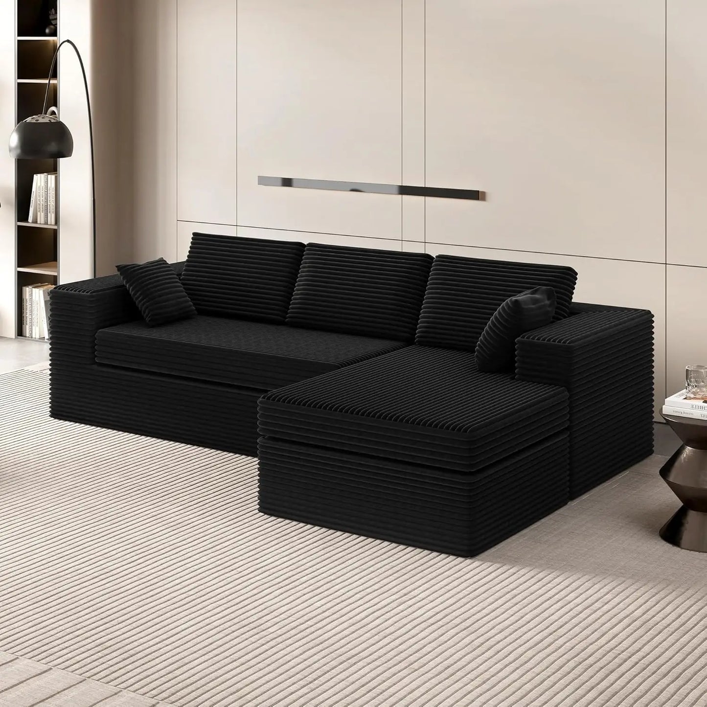 108” Cloud Boneless Couches for Living Room，Modular Sectional Cloud Couch with Deep Seat,Comfy Boneless L Shaped Couch-Oversized