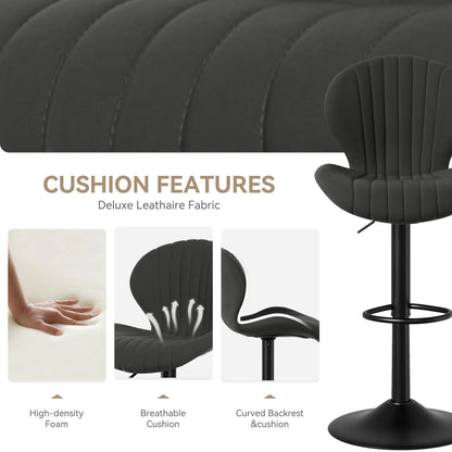 2pcs Bar Chair, 360° Rotating, Adjustable Height, Artificial Leather Upholstered With Backrest, Suitable For Dining Room