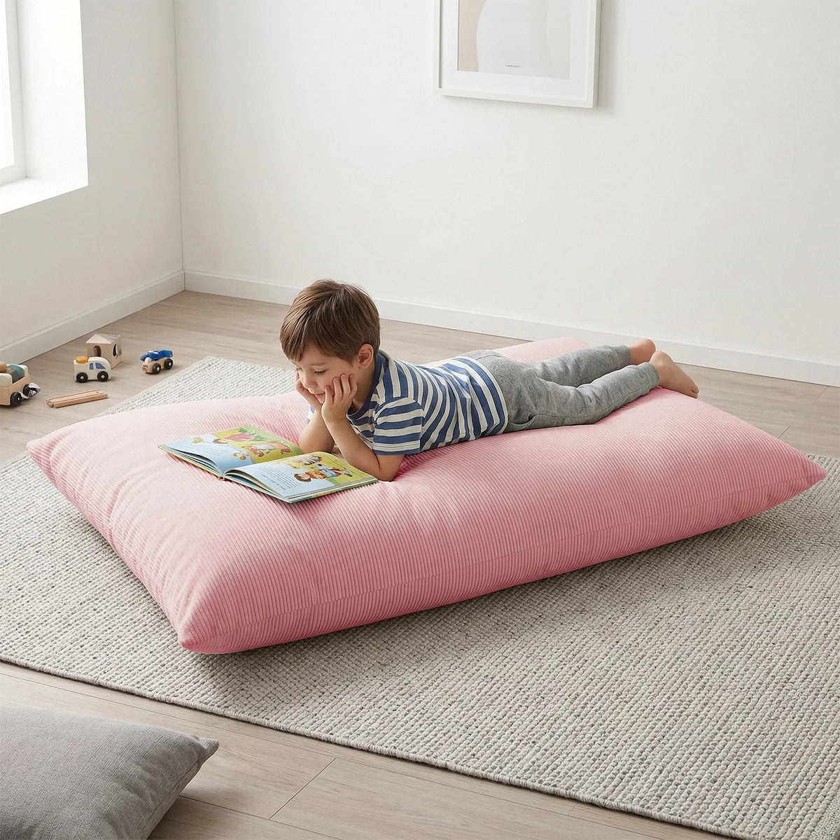 Kids Bean Bag Bed Foldable Compression Lounger Sofa Bed with Soft Removable & Washable Cover Foam-Filled Floor Lounger Chair