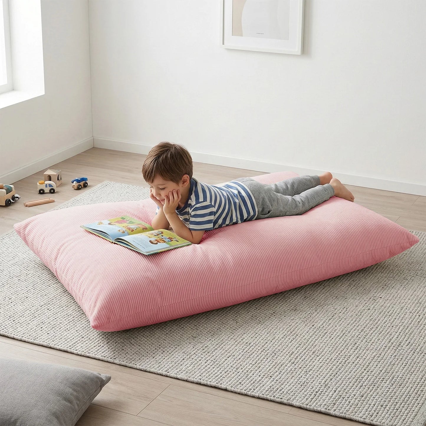 Kids Bean Bag Bed Foldable Compression Lounger Sofa Bed with Soft Removable & Washable Cover Foam-Filled Floor Lounger Chair