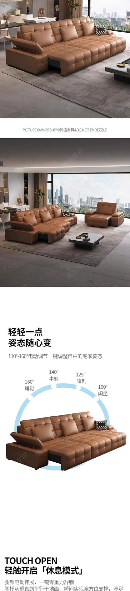 Extendable Modern Electric Recliner Sofa Nordic Designer Electric Recliner Sofa Oversized Lazy Bankstel Woonkamer Furniture