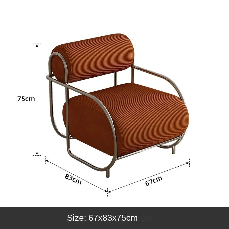 Antique Designer Single Sofa Chair Modern Simple Creative Leisure Chair Living Room Balcony Stainless Steel Leisure Chair
