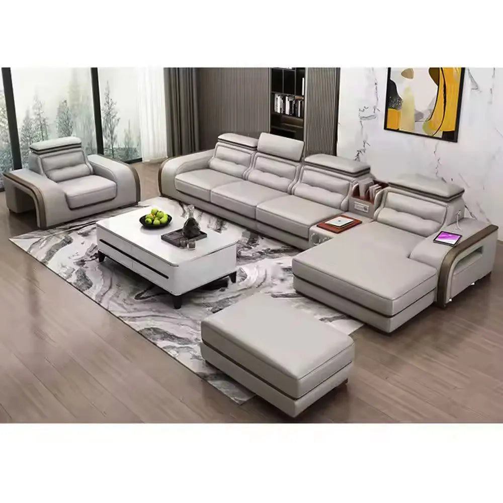 Modern Genuine Leather L Sofa Luxury Genuine Leather Sofa Set Furniture Living Room Couch