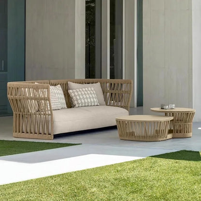 Outdoor Sofa Courtyard Rattan Terrace Garden Living Room Waterproof Leisure Rattan Chair Coffee Table Combination Balcony Villa