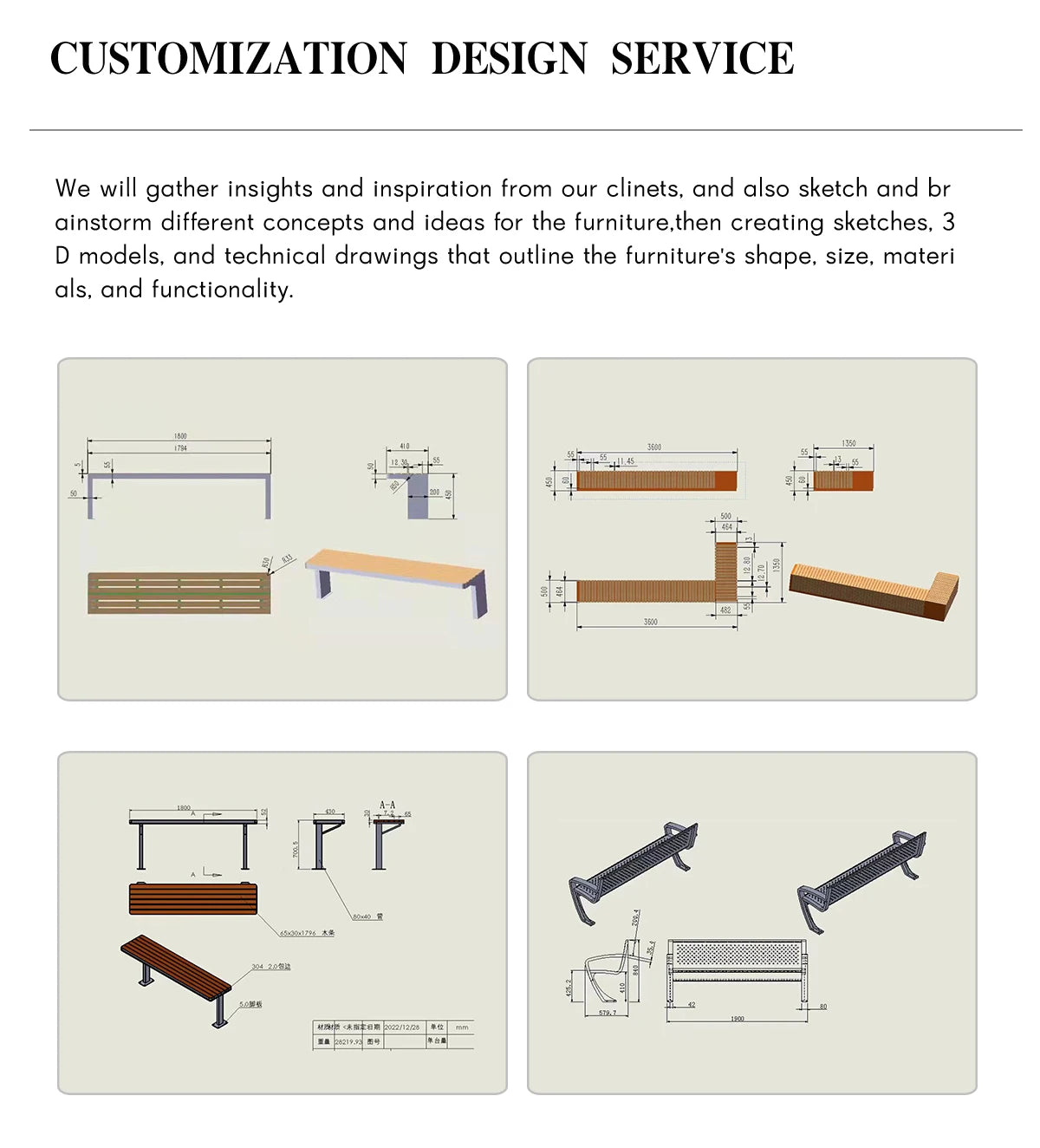 Banc urbain en métal au design moderne, mobilier de rue en bois pour parcs et lieux pour utilisation sur patio