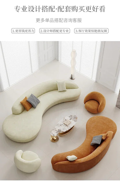 yA38 Modern simple light luxury curved fabric sofa, reception negotiation hall beauty salon semicircular combination