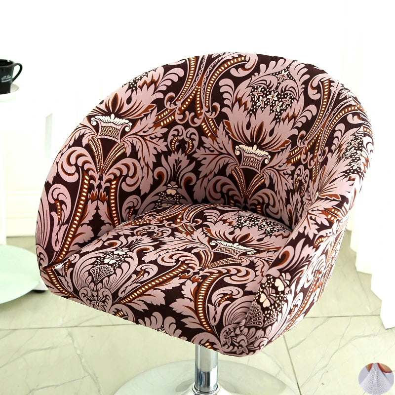 Universal Curved Chair Cover Short Back Printed Arc Armchair Covers Dining Chair Covers Home Spandex Elastic Dustproof Cover