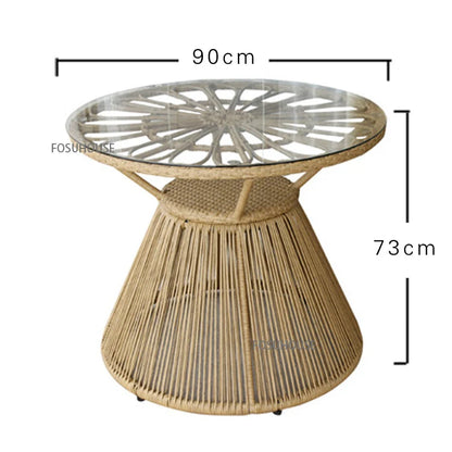 Rattan Chair Three Piece Set Balcony Table Modern Outdoor Furniture Combination Armrest Single Rattan Sofa Outdoor Chairs