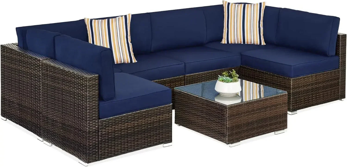 # Outdoor Furniture 7Piec Sets W/2Pillows, Coffee Table, Cover Included, Wicker Conversation Couch Set, Patio Furniture Set #