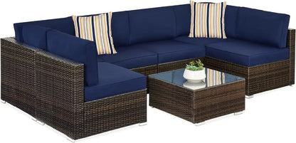 # Outdoor Furniture 7Piec Sets W/2Pillows, Coffee Table, Cover Included, Wicker Conversation Couch Set, Patio Furniture Set #