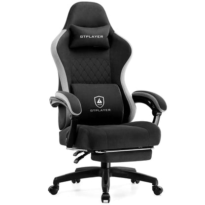 Office Chair, Gaming Computer Desk Fabric Chair with Footrest, High Back Ergonomic Office Chair with Pocket Spring Lumbar Suppor