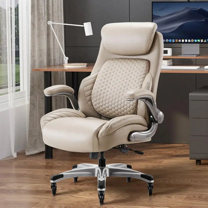 Office Ergonomic Desk High Back Executive Chair with PopOut Lumbar Support, Upgraded Casters, Adjustable Headrest, FlipUp Arms,