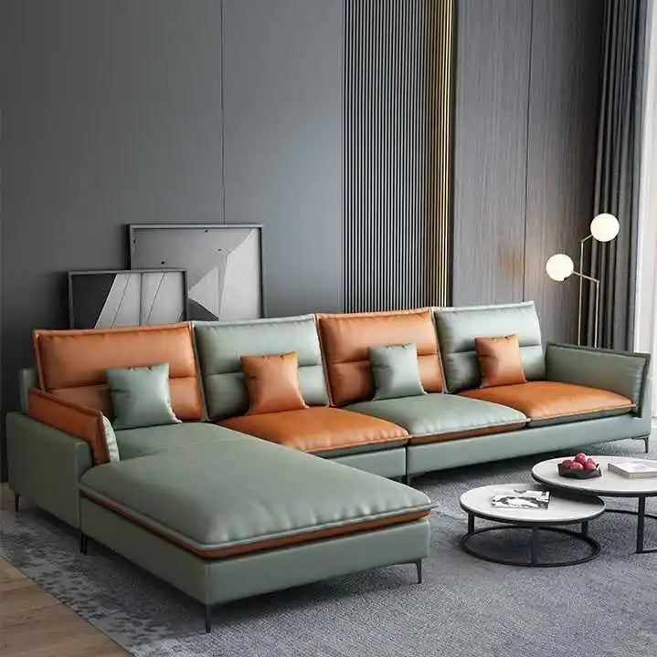 Luxury Charging  Sofas Bed U Shaped Sectional Furniture 7 Seat Modern European Fabric Living Room Sofas Set