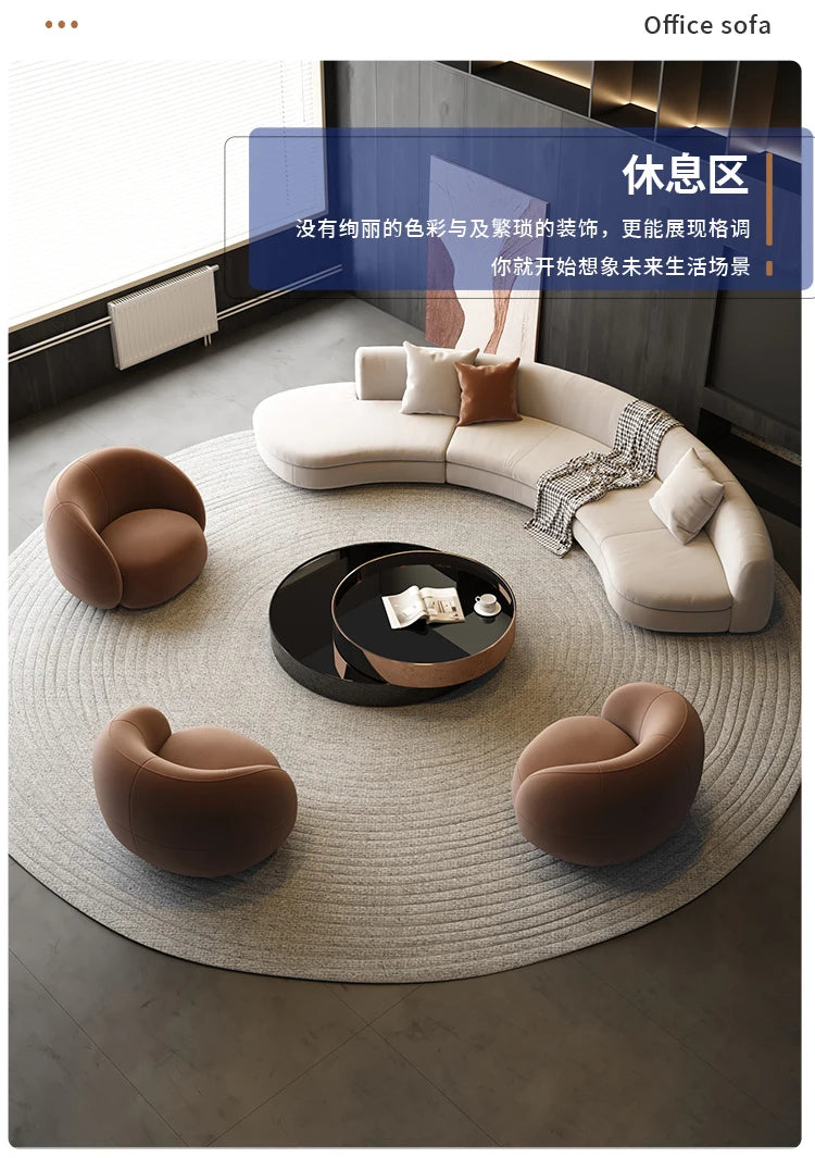 A Light luxury reception, curved sofa, clubhouse rest reception