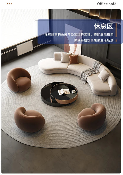 A Light luxury reception, curved sofa, clubhouse rest reception