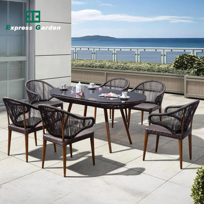 Express Garden Modern Aluminum Alloy Waterproof Outdoor Furniture Chair and Table Set for Dining Hotel & Villa Use