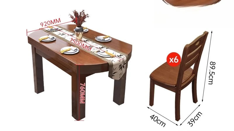 CL all solid wood dining table and chair combination rectangular telescopic folding variable small apartment household dining