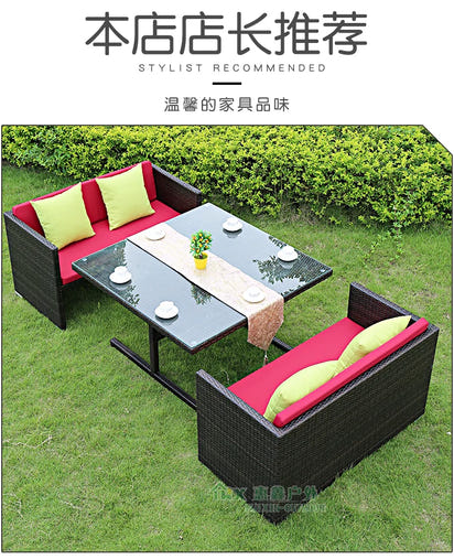 Outdoor rattan tables and chairs balcony rattan sofa courtyard leisure rattan art
