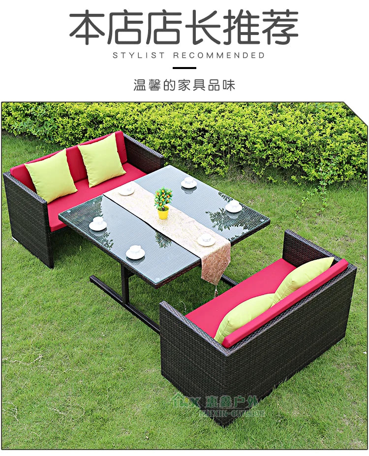 Outdoor rattan tables and chairs balcony rattan sofa courtyard leisure rattan art