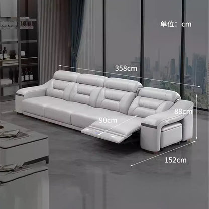 Electric Recliners with Stool Seating Room, Sofa Reclinable MINGDIBAO Genuine Leather Living Room Sofa Set Power Reclining Couch