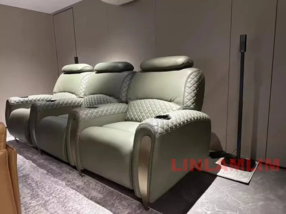Luxury Electric Recliner Theater Seating Sofa – Modern Home Theater Chairs with LED Lighting, USB, Massage, Cooling Cup Holder