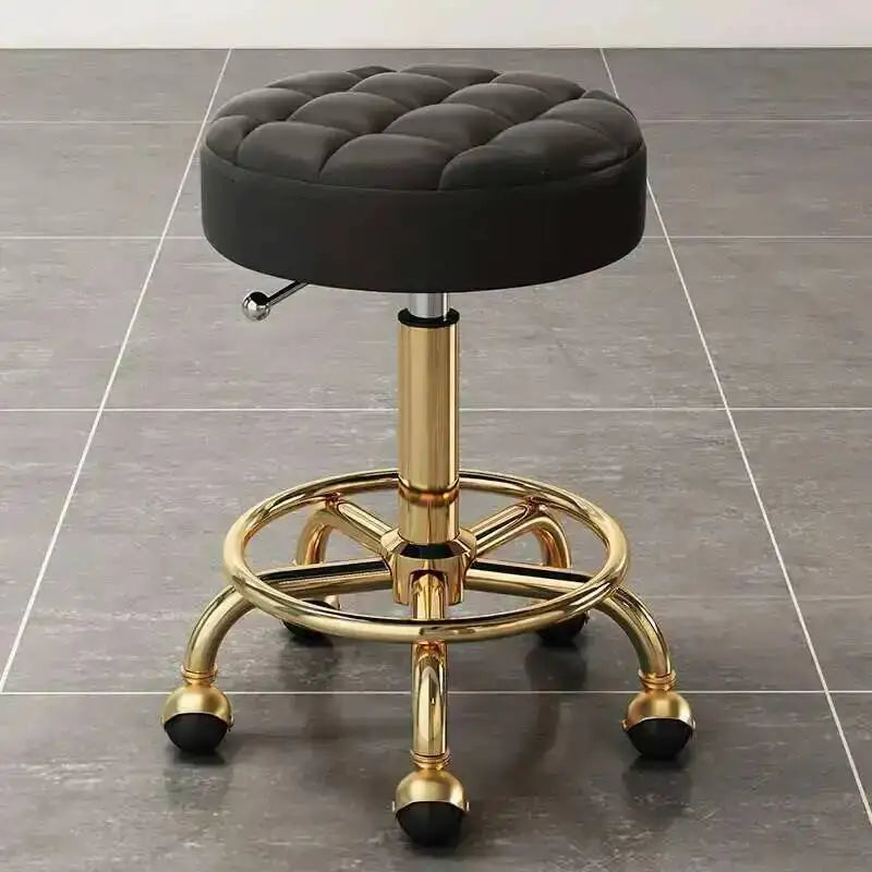 Barber Hairdressing Salon Chairs Gold Beauty Makeup Chair Furniture Office Desk Stool With Wheels Swivel Lifting Round Stools