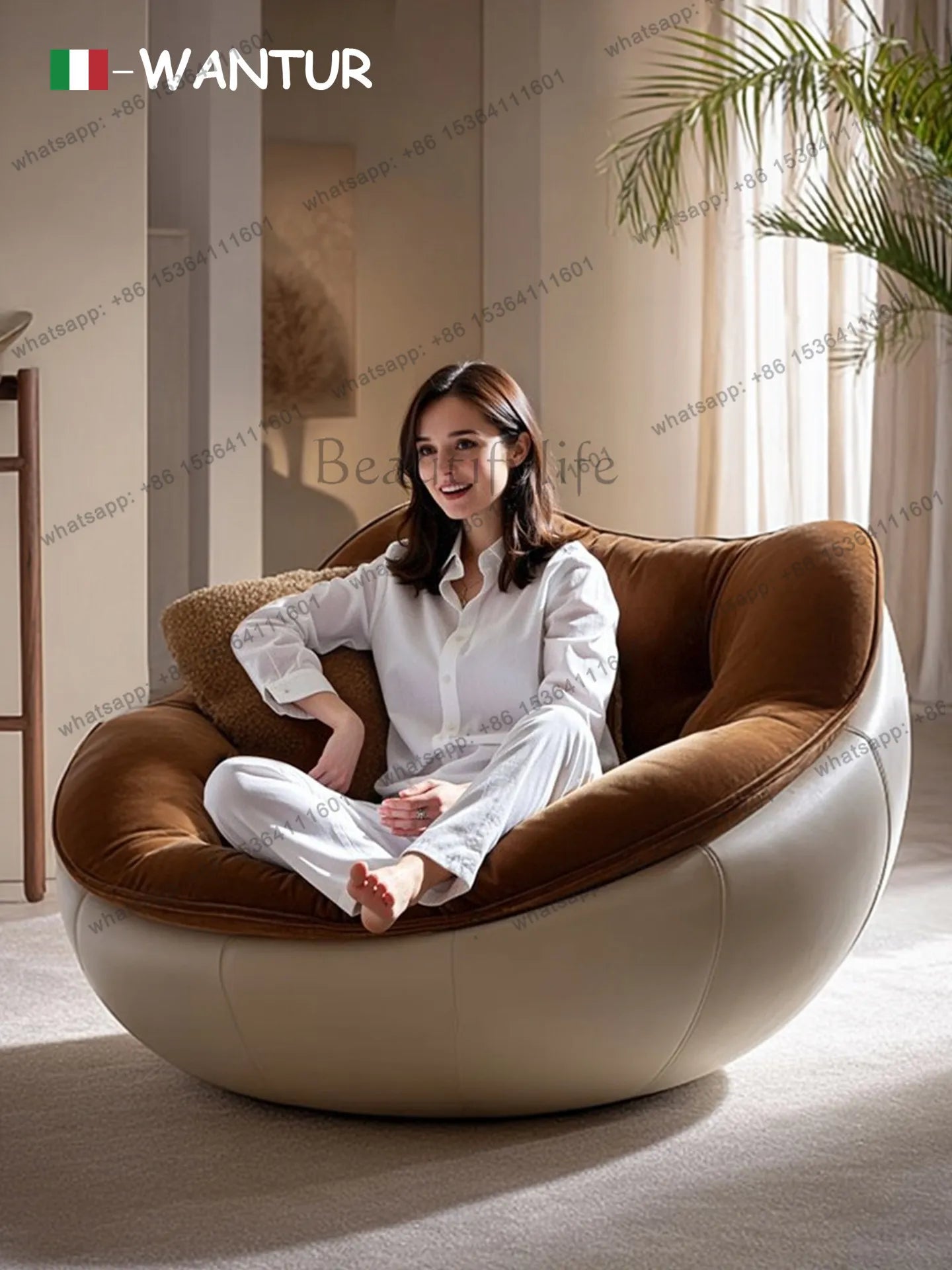 Italian minimalist rotating fabric sofa single chair modern minimalist household lazy