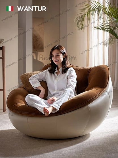 Italian minimalist rotating fabric sofa single chair modern minimalist household lazy