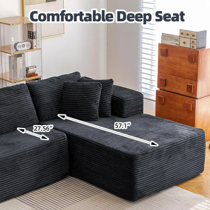 106" Cloud Sectional Couch with Chaise Lounge, L-Shape Modular Sectional Boneless Sofa with Deep Seat, Upholstered Couches for L