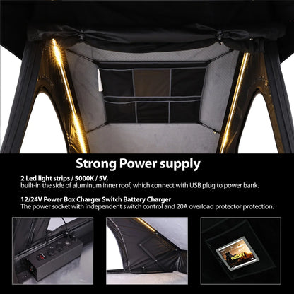 4x4 Factory Sale Wild Camping Popup Aluminum HardShell Rooftop Tent with Hinged RTT for SUVs - Outdoor Adventure Shelter