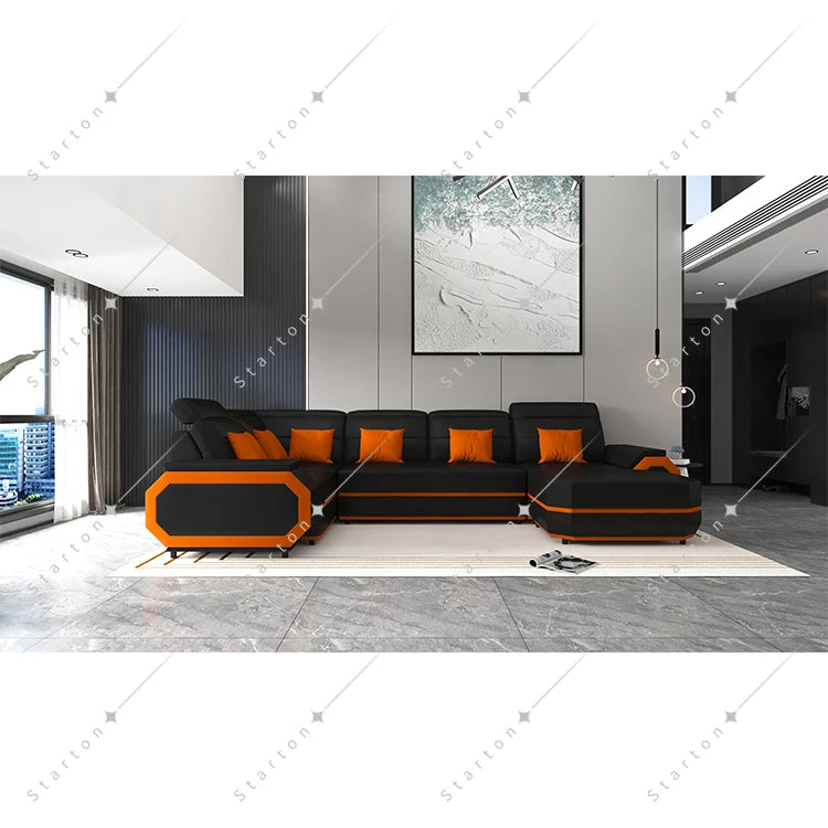 Modern Style Office Genuine Leather Sofa Set Furniture Living Room