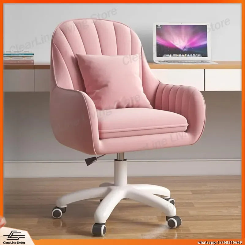 Mid Back Velvet Office Chair with Swivel Base Rolling Casters Adjustable Height Ergonomic Design for Computer Desk Bedroom