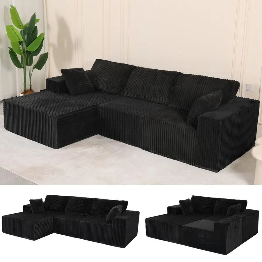 L Shaped Modular Boneless Sectional Couches for Living Room, Wide Armrest, Deep Seat, Memory Foam, Assembly Free, Modern Comfy