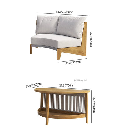 Designer Round Outdoor Sofas Combination Nordic Solid Wood Open-air Lounge Chair Home Patio Furniture Leisure Garden Sofa Chair