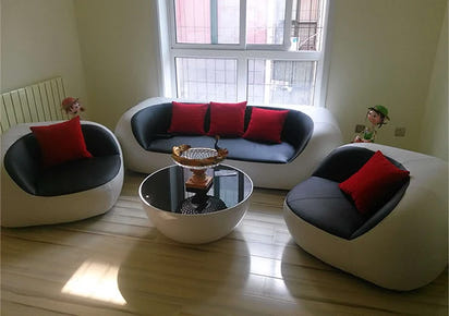 PatioLix Cute Luxury Nordic Sofa Set – Soft Lazy Loveseat & Modern Lounge Puffs