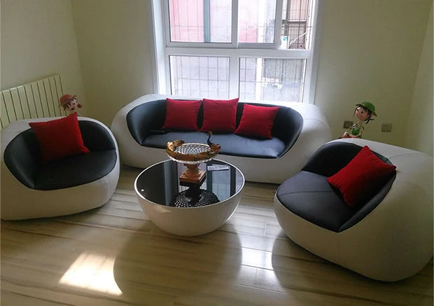 PatioLix Cute Luxury Nordic Sofa Set – Soft Lazy Loveseat & Modern Lounge Puffs